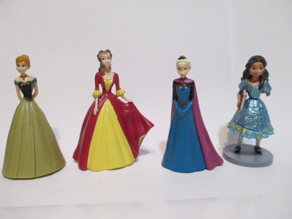 Disney Princess Lot of 4 Cake Toppers Anna Elsa Belle 3” Figures WW