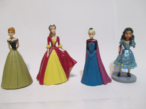 Disney Princess Lot of 4 Cake Toppers Anna Elsa Belle 3” Figures WW