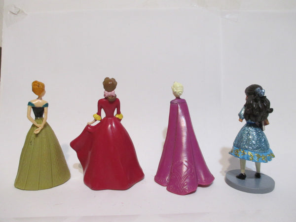 Disney Princess Lot of 4 Cake Toppers Anna Elsa Belle 3” Figures WW