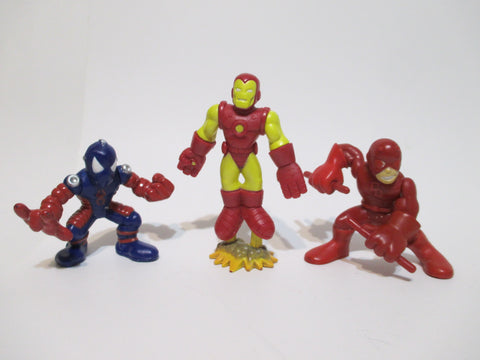 Marvel Super Hero Squad Iron Man Spider-Man Daredevil Figures Lof of 3