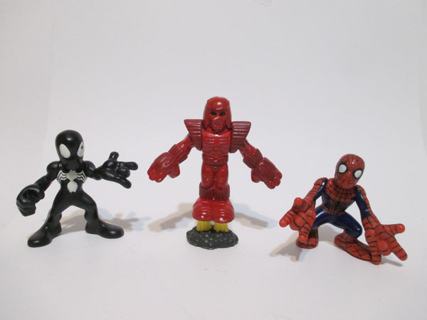 Marvel Super Hero Squad Crimson Dynamo Red and Black Spider Man Figures Lot of 3