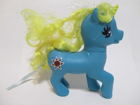 Gi-Go Wonder Pony Land Aqua Blue Unicorn Yellow Hair Purple Sun Symbol WW