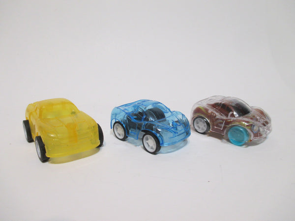 Lot of 3 Dazzling Toys Pull Back Transparent Cars WW