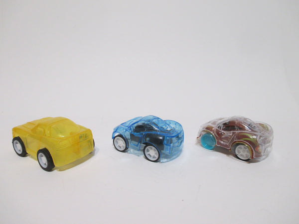 Lot of 3 Dazzling Toys Pull Back Transparent Cars WW