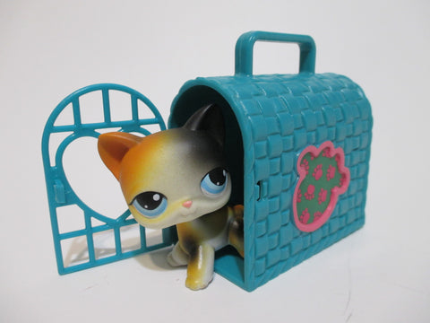 Vintage 1993 Puppy In My Pocket Teal Blue Pet Carrier w Pink Paw Print Hasbro Nice